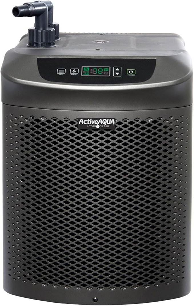 ACTIVEAQUA Hydroponic Water Chiller w/Boost Function, 0.25 HP - Adjustable Cooling System for 40-92 Gallon Reservoirs, Pure Titanium Evaporator Cooler for Aquaponics, Cold Plunge Baths & Aquariums