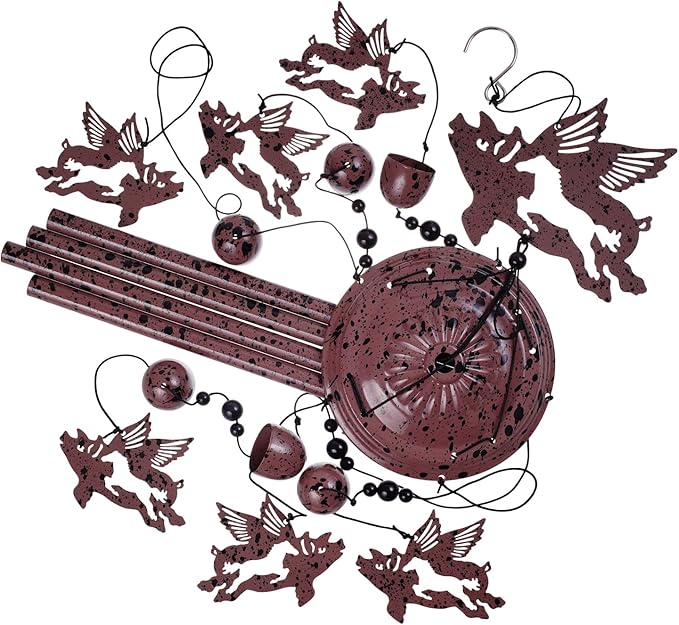 Outdoor Flying Pigs Wind Chimes Decoration, Blessing Wind Bells, Memorial Wind Chimes, Pigs Wind Catcher, Fly Pig Decor, 7 Fly Pigs Wind Chime for Home, Balcony, Tree, Festival Decor, Gifts for Mom