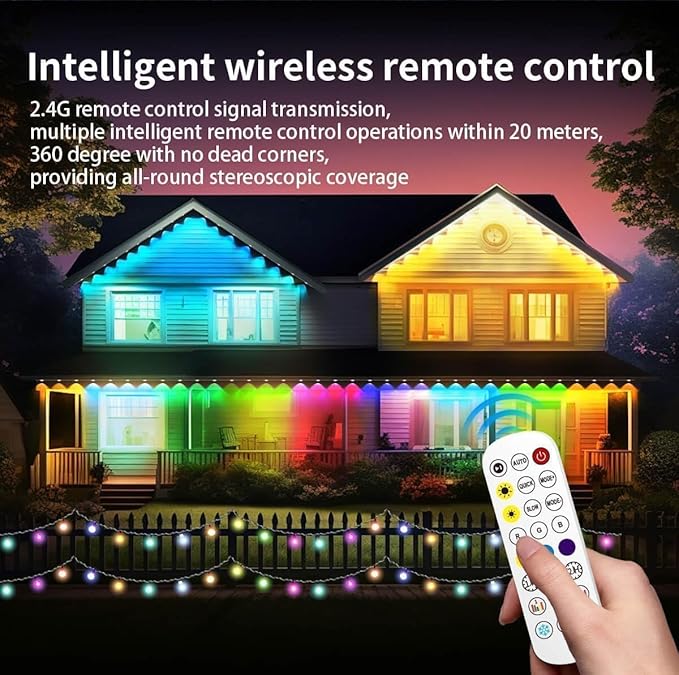 Permanent Outdoor Lights, 200ft Smart RGB+IC LED Lights Outside with 16 Million DIY Colors, IP67 Waterproof Eternity Eaves Lighting for Christmas Halloween Holiday Daily Decorations