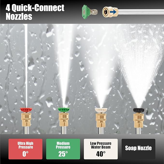 3500 PSI Gas Pressure Washer, 2.3 GPM โ Heavy Duty High Power with 209CC 7HP Engine, 25Ft Pressure Hose, Axial Aluminum Pump, Soap Tank, 4 Quick Connect Nozzles (Black)