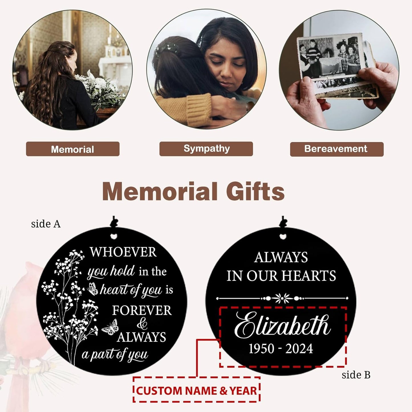 Personalized 36" Memorial Wind Chimes for Outside, Sympathy and Bereavement Gift for Loss of Loved One, A Thoughtful Remembrance of Mother, Father or Husband for Garden and Patio