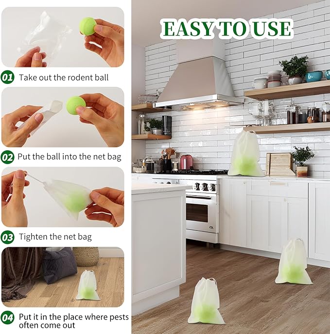 Pest Rodent Repellent, 48 Pack Peppermint Oil Repellent for Mouse, Roach, Rodent, Mice, Rats, Spider, Ant, Pest Control Indoor & Outdoor Use, Natural Mouse Deterrent Replace Traps Family & Pet Safe