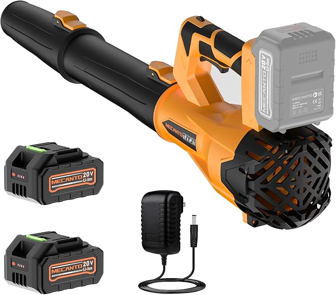 Leaf Blower Cordless, 650 CFM/170 MPH, 6-Speed Levels with 2 X 4.0Ah Handheld Battery Leaf Blower, Electric Blowers for Lawn Care, Garden, Yard (Yellow & 2 Battery)