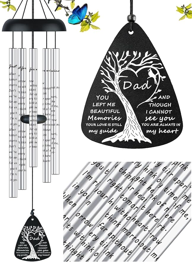36'' Sympathy Memorial Wind Chimes for Loss of Father Sympathy Gift Remembrance Bereavement Memorial Gifts for Loss of Dad Father Loved One in Memory of Dad