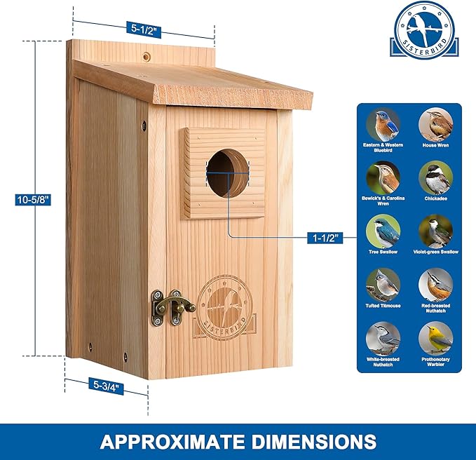 Bluebird Houses for Outside, Blue Bird Houses for Outdoors, Premium Bird House, Pack of 2 Bluebird House, Wooden Birdhouses Kits for Adults for Durable Yard Decor