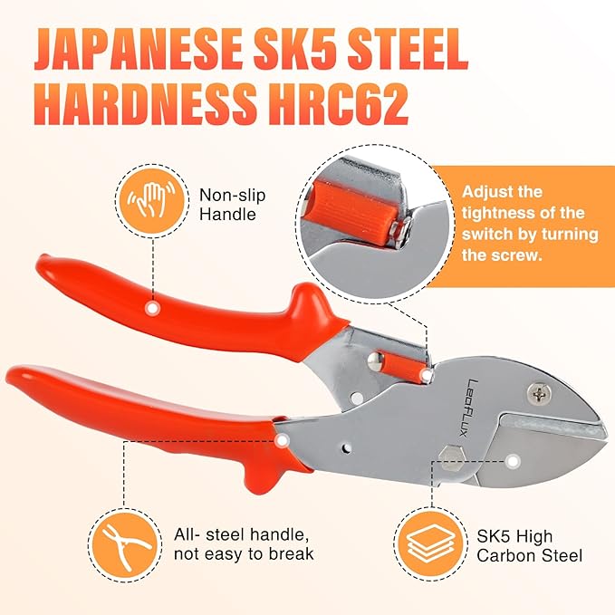 7" Professional Anvil pruner with SK-5 Blades, Best for Dry, Dead Stems & Branches, Plastic, Rubber.Gardening Clipper ,Cut-Multi-Purpose handheld shears for Industry & Crafts|LFXP1107