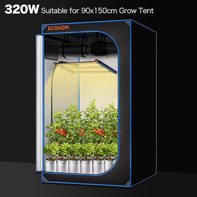 LED Grow Light, 320W Grow Lights for Indoor Plants, Full Spectrum Growing Light Plant Hanging Growing Lamps, Daisy Chain Dimmable Grow Lamp, Commercial for 3x5ft Coverage in Grow Tent