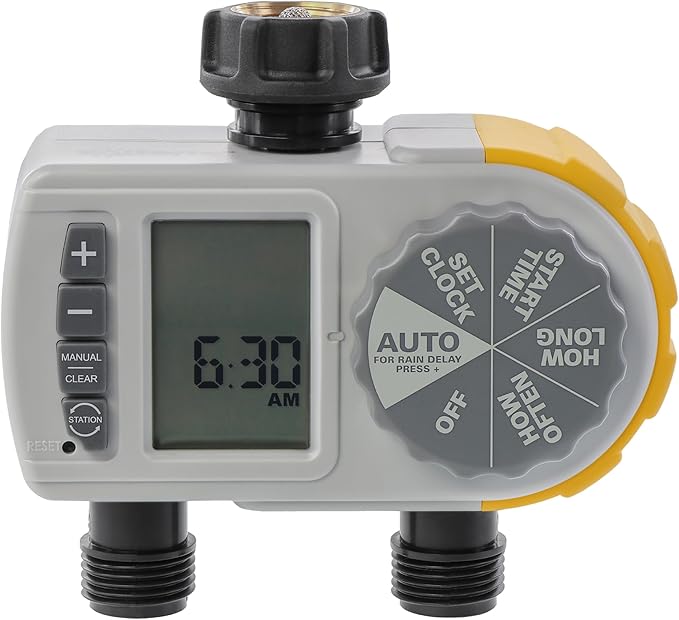 Solterra 28153 Single-Dial Two-Outlet Hose Timer, Gray