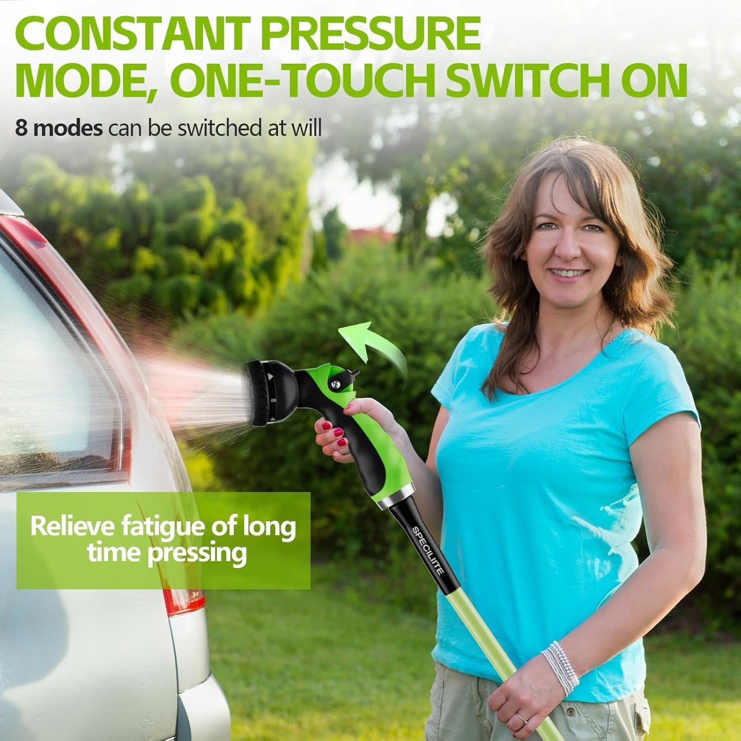 SPECILITE Flexible Garden Water Hose 25 Ft, Heavy Duty, Lightweight and Leak-Proof Pipe× 1/2 In, 3/4" Brass Swivel Fittings,Burst 600 PSI, Non-Expandable, Kink-Proof, For Car, Yard, Outdoor, Lawn