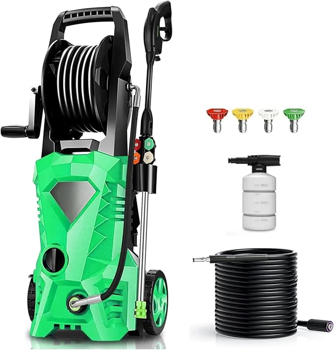 5000PSI Pressure Cleaner 2025 2.8GPM High Power Cleaner with 4 Pressure Nozzle and Soap Bottle for Home, Car Washing, Fence Cleaning, Patio (Light Green)