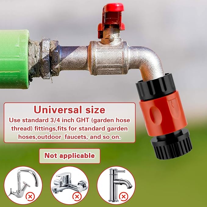16 Pieces Garden Hose Quick Connect Fittings 3/4 Inch Plastic Water Hose Quick Connect Male and Female Water Hose End Adapters with 10 Pieces Rubber Washer (Red)