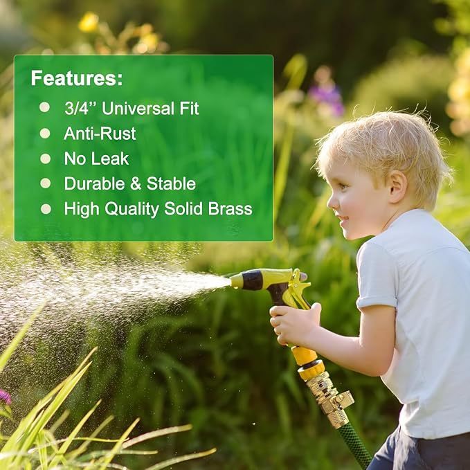 BoArt Garden Hose Quick Connector Set, Solid Brass 3/4 Inch Water Fitings Thread Easy Connect No-Leak Male Female 6 Sets