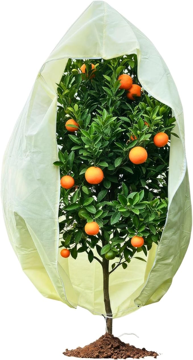 Plant Covers Freeze Protection, 10ft x 10ft Extra Large Tree Covers with Zipper & Drawstring, Frost Cloth for Winter, Outdoor Plant Blankets for Cold Weather, 1 Pack