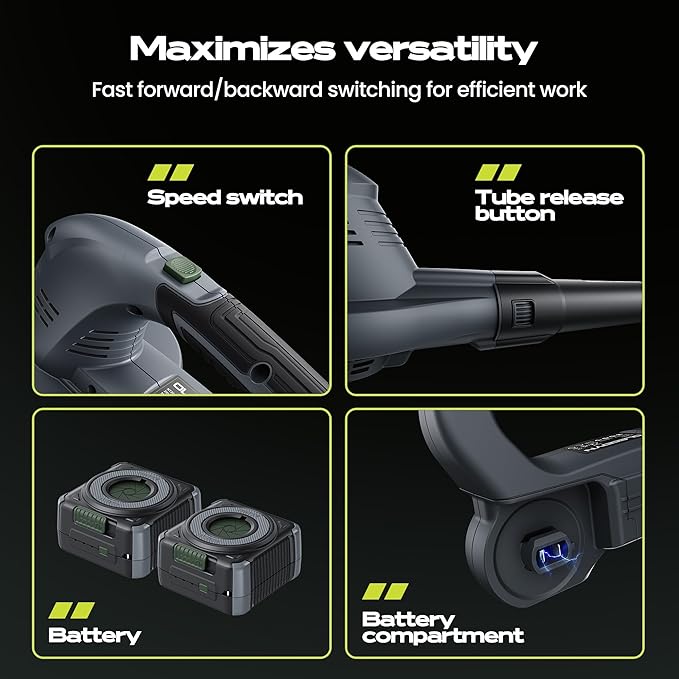 Battery Leaf Blower 550 CFM 240 MPH, Electric Leaf Blower Cordless with 2X 6000mAh Battery, Lightweight, High Power, Portability, Lawn Blower for Gardeners of All Abilities