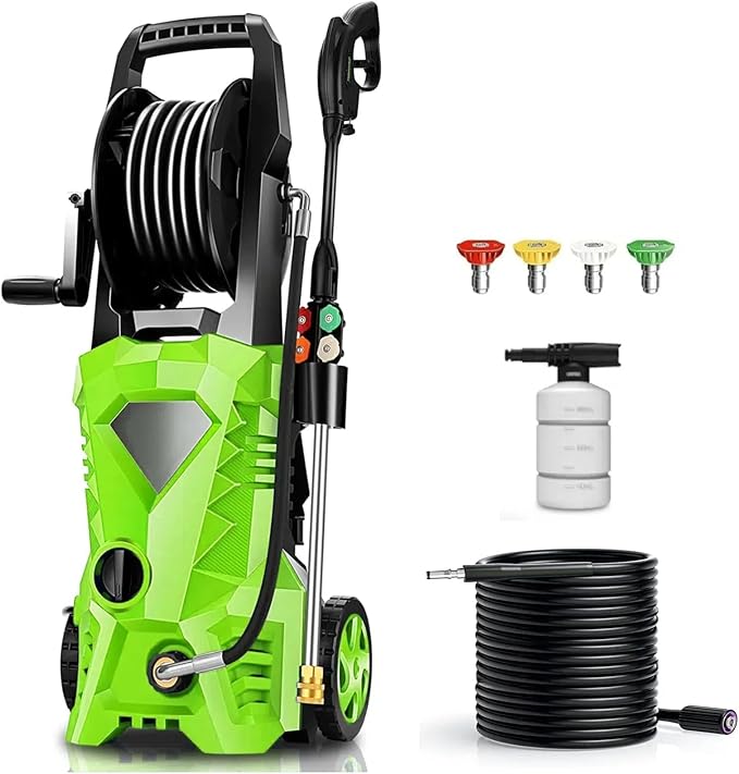 5000PSI Pressure Cleaner 2025 2.8GPM High Power Cleaner with 4 Pressure Nozzle and Soap Bottle for Home, Car Washing, Fence Cleaning, Patio (Green)