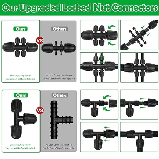 Upgraded Drip Irrigation System, 233FT Automatic Irrigation System, Watering Misting System for Greenhouse/Garden/Yard/Lawn, Micro Drip Irrigation Kit with 1/4 inch 1/2 inch Irrigation Tubing