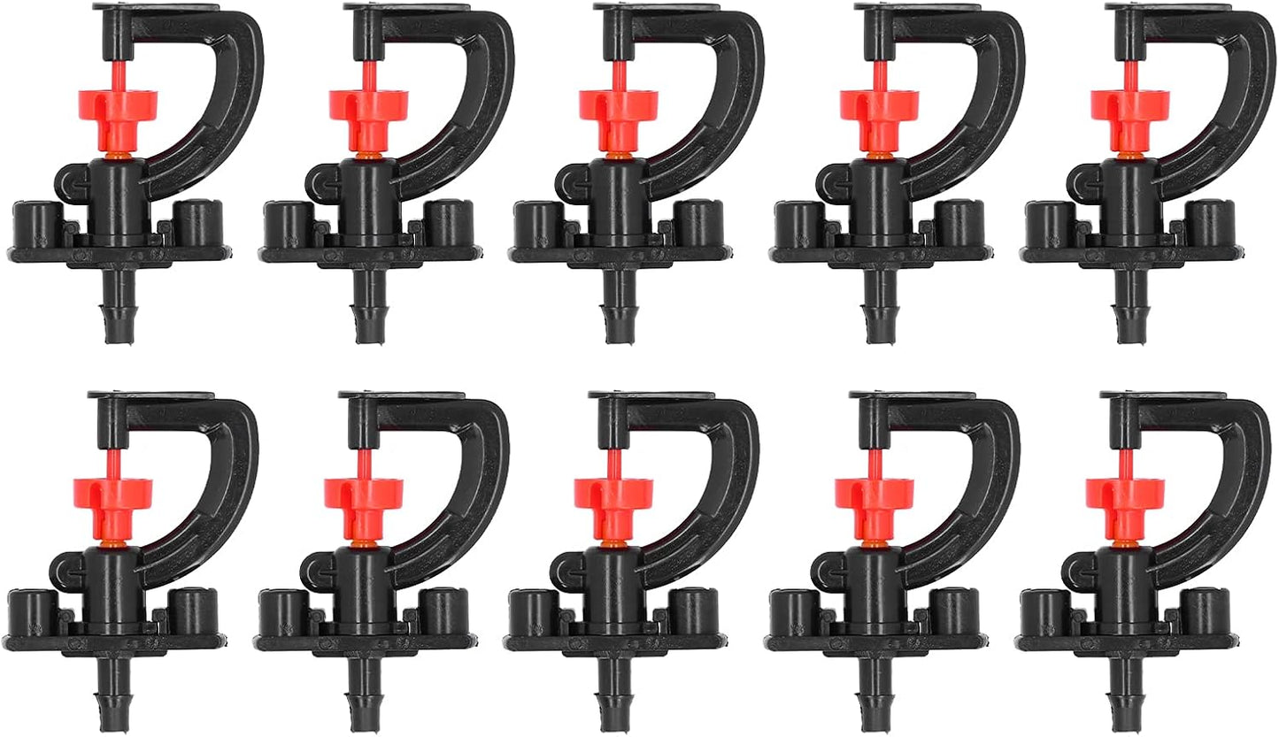 10 Set Drip Irrigation Sprayer Tips, G Type Micro Rotating Sprinkler, 360 Degree Drip Irrigation Emitters, Plastic Refraction Nozzle for Greenhouse, Garden Watering
