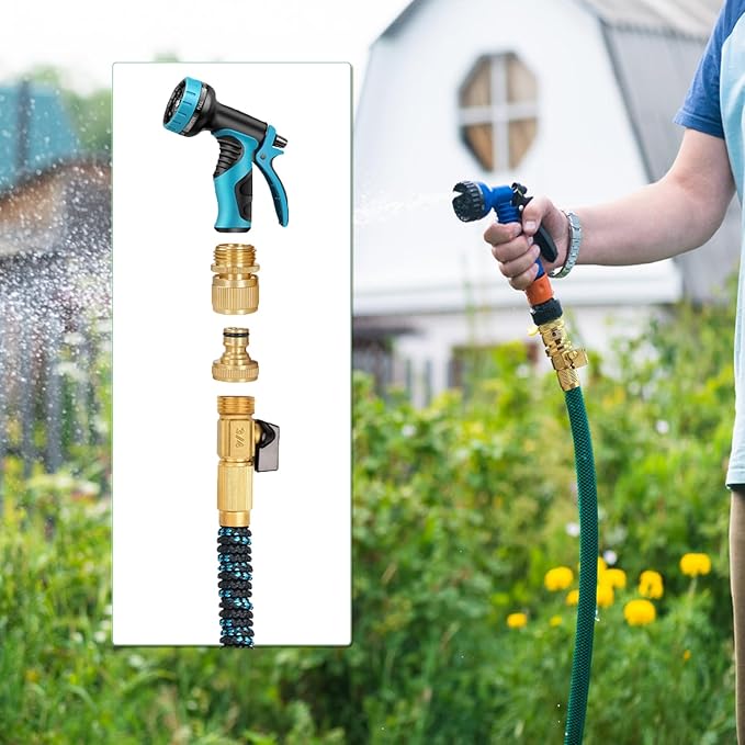 BoArt Garden Hose Quick Connector Set, Solid Brass 3/4 Inch Water Fitings Thread Easy Connect No-Leak Male Female 6 Sets