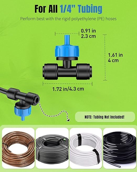 Pawfly Push-to-Fit Drip Irrigation Emitters 1 GPH Pressure Compensating Drippers with Constant Water Flow Irrigation Drippers Drip Emitters Drip Irrigation System Parts for 1/4 Inch Tubing, 30 Pcs