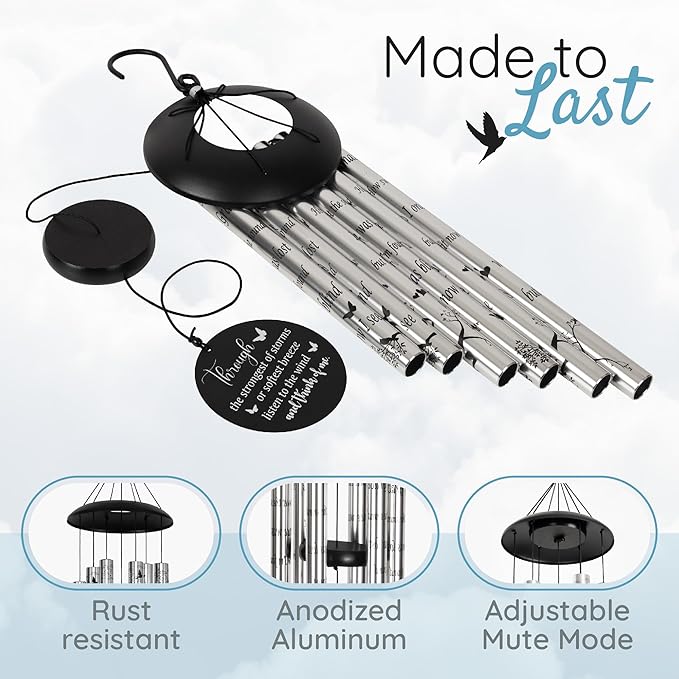 The Wind Chime CO Deep Tone Sympathy Wind Chime with 6 Andonized Aluminum Tubes Tuned Soothing Melody, Memorial Wind Chimes for Outside Decoration (Patio, Graden, Yard) 40"