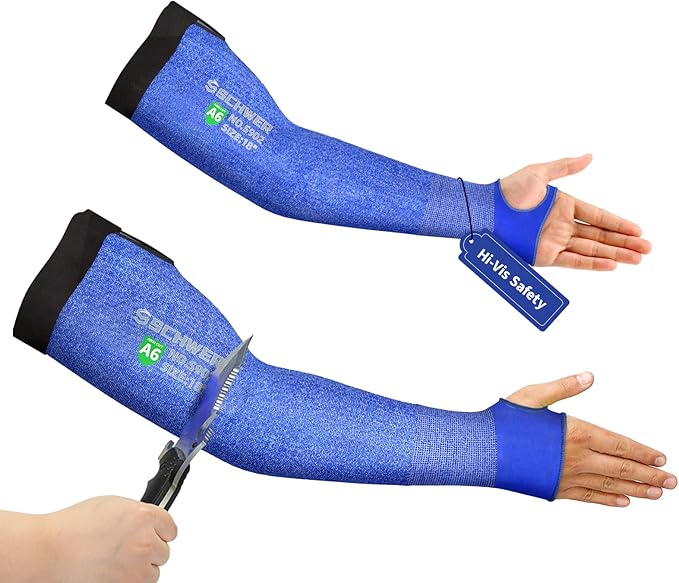 Schwer AIR-SKIN ANSI A6 Cut Resistant Arm Sleeves for Men & Women S902, Non-PFAS Arm Protectors for High Risk Work, UPF50+ UV Protection Cooling Gardening Sleeves for Farming, Lightweight, Breathable