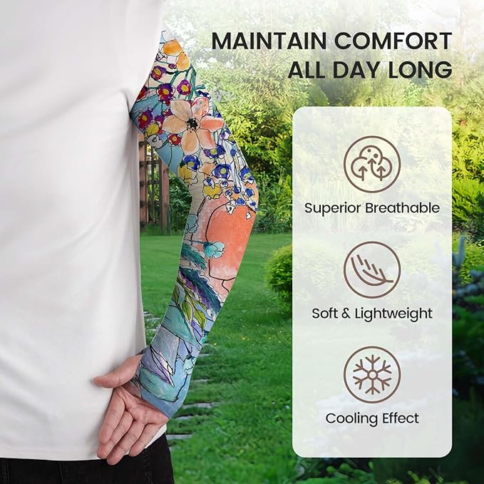 Gardening Sleeves Farm Sun Protection Arm Cooling Sleeves Thorn Proof Garden for Women Men with Thumb Hole