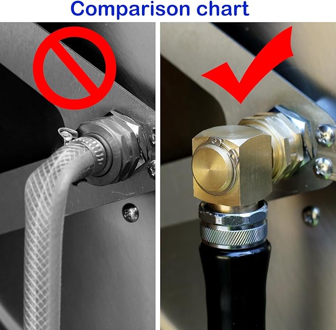 Garden Hose Swivel elbow Connector 90 Degree Solid Brass Pipe Fittings Hose Kink Protector (1 Pack)