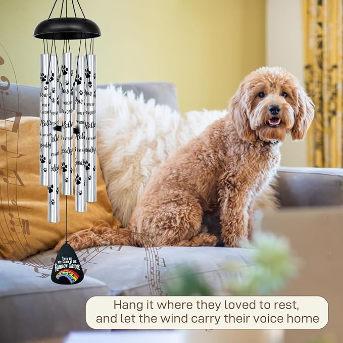 ASTARIN Pet Memorial Wind Chime, Wind Chimes for Loss of Dog, Pet Sympathy Gifts for Loss of Dog, Rainbow Bridge Bereavement Gift Wind Chime for Outside Indoor