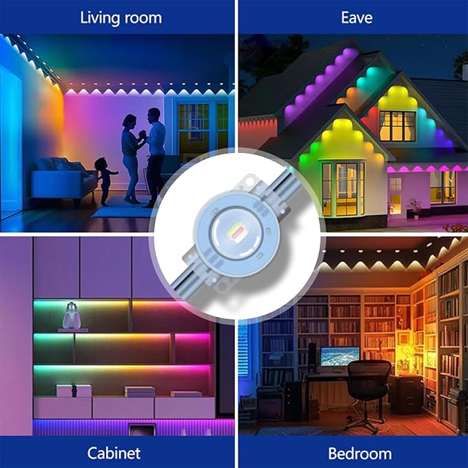 KIKO 100FT Permanent Outdoor Lights,RGB Waterproof Smart LED Eaves Lights with App Remote Control,for Christmas and All Holiday Decor,Daily and Accent Lighting,House Roof and Garden Lighting