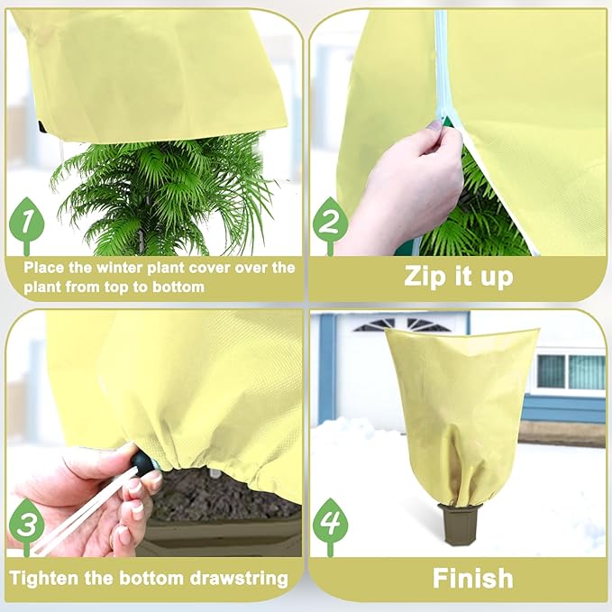 DQS 2 Pack Plant Covers Freeze Protection, 31.4" x47.2" Winter Frost Protection Blankets Frost Cloth,Suitable for Outdoor Winter Frost, Cold Weather, shrubs, Trees, Jackets, and coverings