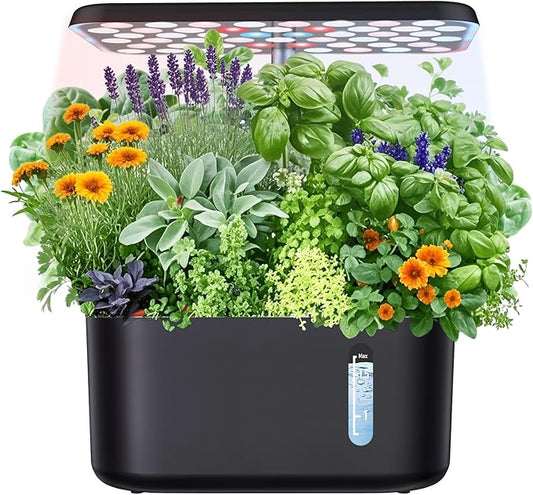 Sonicgrace Indoor Hydroponic Growing System with LED Grow Light, Quiet Smart Water Pump, 5 Pods, Automatic Timer, Perfect for Herbs, Vegetables and Fruits, Ideal Home Office Gardening Gift