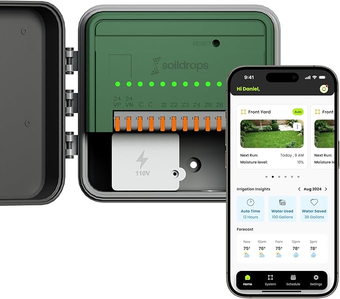 AI Smart Sprinkler Controller, 8-Zone WiFi Irrigation Controller for Indoor & Outdoor Use, DIY Garden & Lawn Watering Kit, App-Based Auto Watering