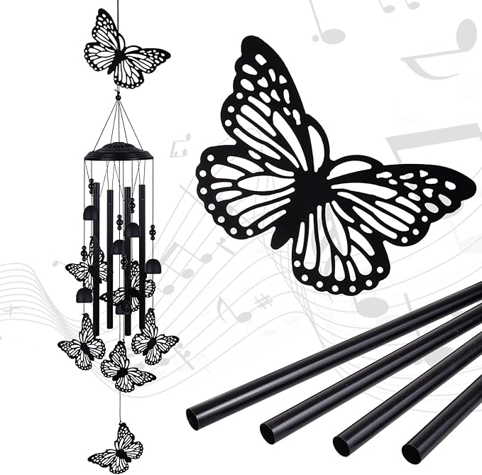 Outdoor Butterfly Wind Chimes Decorate, Memorial Wind Chimes, Wind Catcher, Mobile Butterfly Wind Bells for Home, Yard, Tree, Patio, Garden Decor, Gifts for Butterfly Lovers, Festival Gifts for Mom