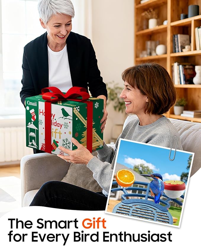 Camii Bird Feeder with Camera, Smart Birdfeeder with AI Identify Birds Species, 2K HD, Solar Powered, Night Vision, Real-Time Alert, IP66 Waterproof for Backyard Bird Watching Enthusiasts (Blue)