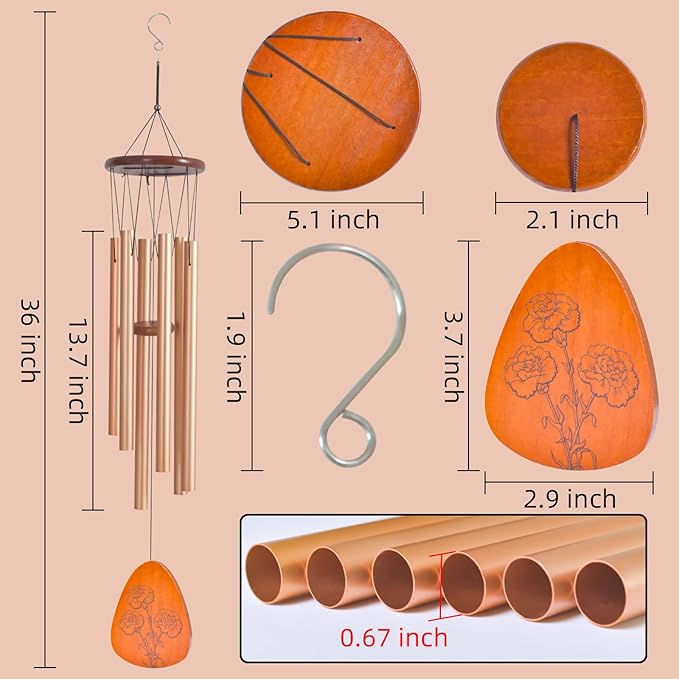 Moms Wind Chimes, Gifts for Mom, Thanksgiving Christmas Mother's Day Best Gift for Mom, Mother Birthday Gift from Daughter Son, Love Reminder Gifts