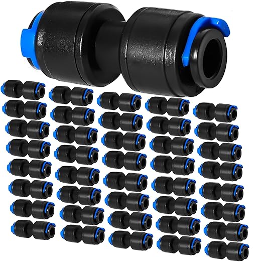 40 Pack 1/4" Drip Universal Straights Fitting Connectors, Quick Connect Universal Drip Irrigation Tubing Coupling Valve, Connector Locking Fitting for Sprinkler or Drip Irrigation System