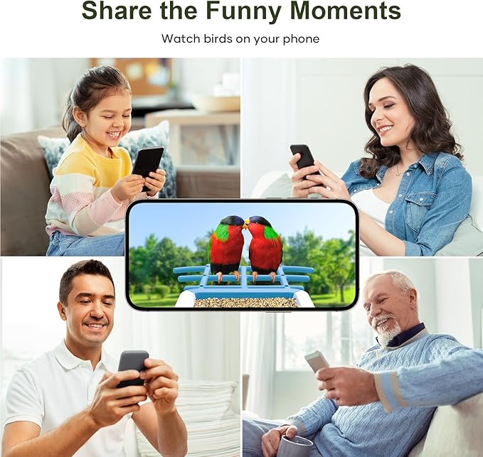 Smart Bird Feeder with Camera: Solar Powered Birdhouse with AI Recognition, Wireless Bird House with Camera for Outdoor, Unique Birthday Gifts for Mom Dad - Blue