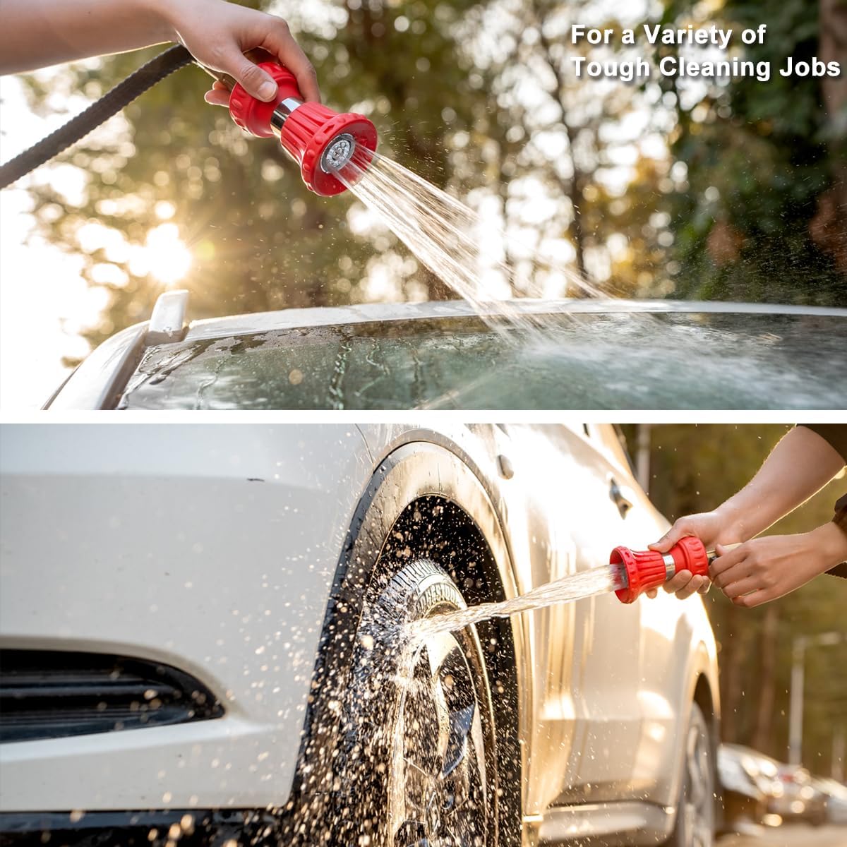 FANHAO Fireman Style Garden Hose Nozzle, Heavy Duty Fire Water Nozzle, High Power Leak Proof Adjustable Hose Sprayer Nozzle for Lawn/Garden Watering, Patio Cleaning, Car & Pets Washing