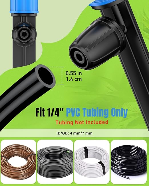 Pawfly 30 Pcs Drip Irrigation Emitters, Drip Emitters for 1/4" Drip Irrigation Tubing, Sprinkler Heads with Adjustable 360 Degree Water Flow, Garden Drippers for Plants Watering System