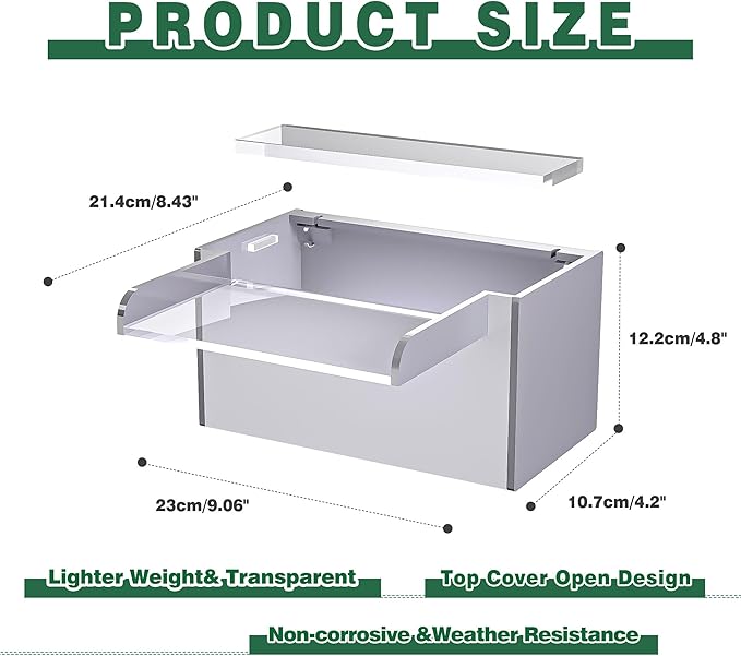 Waterfall Pool Fountain, LONGRUNNEW Transparent Acrylic Pool Waterfall Spillway, 9.06 Inches Pool Water Feature for Garden Patio, Backyard Koi Pond Decor