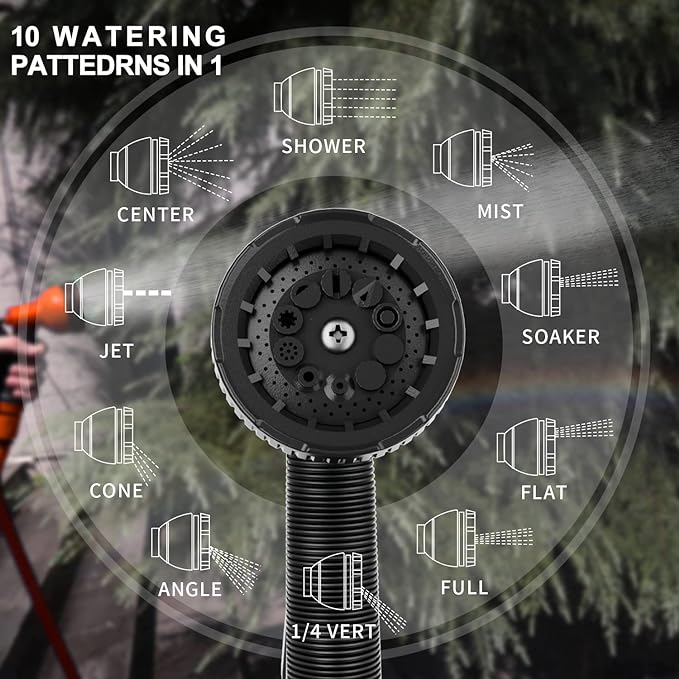 Garden Hose Nozzle Sprayer: 2 Pack 10 Watering Patterns Spray Nozzles Heavy Duty Hose Head Hose Attachment