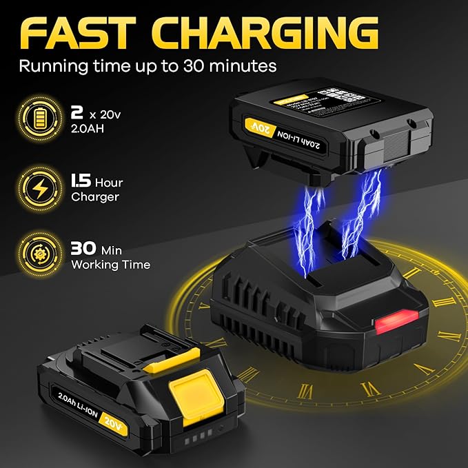 Leaf Blower, Electric Cordless Leaf Blower with 2 Batteries and Charger, 2 Speed Mode, Lightweight Leaf Blowers for Blowing Leaves, Lawn Care, Patio Cleaning and Dust