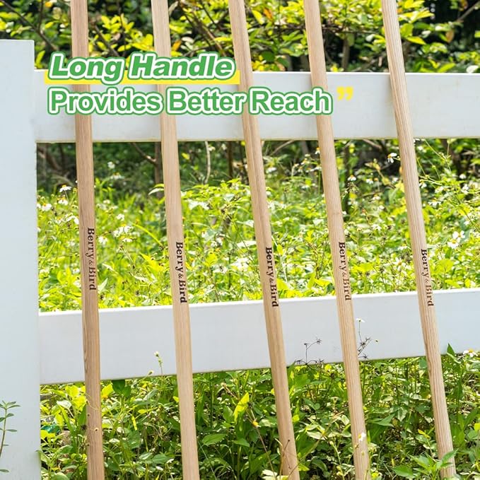 Berry&Bird 63'' Long Handle Crevice Weeding Tool, Stainless Steel Crack Weeder Crevice Weeding Sickle Tool, L-Shaped Manual Weeder Puller for Garden, Lawn, Yard, Side-Walk, Narrow & Wall Gaps