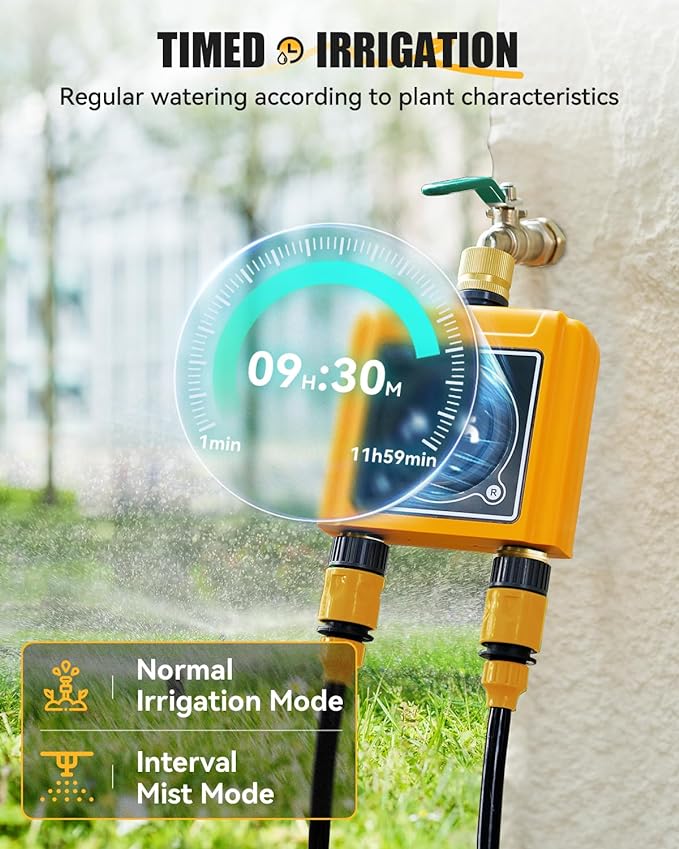 RAINPOINT WiFi Water Timer with Brass Inlet & Outlet,2 Zone WiFi Hose Timer for Lawn,WiFi Sprinkler Controller via APP/Voice Control,Automatic Watering System by Time/Weather/Quantity/Soil Moisture