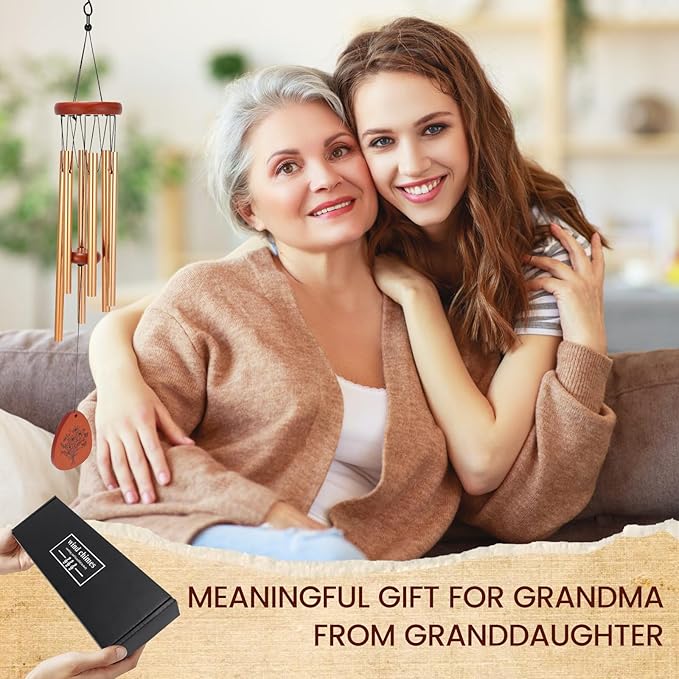 Gifts for Grandma from Granddaughter Grandson, Wind Chimes for Outside, Thanksgiving Christmas Birthday Gift for Grandmother - Windchimes Outdoors