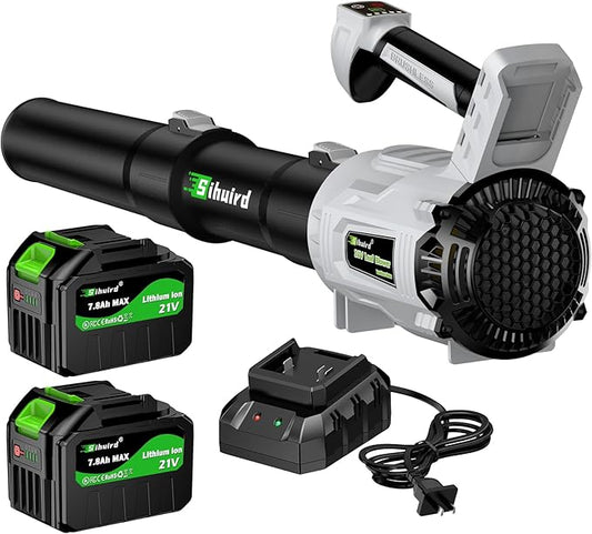 Leaf Blower Cordless,2 x 21V 7.8Ah Battery and Charger, with 650CFM Electric Cordless Leaf Blower, 5-Variable Speed & Turbo Mode, Blowers for Lawn Care