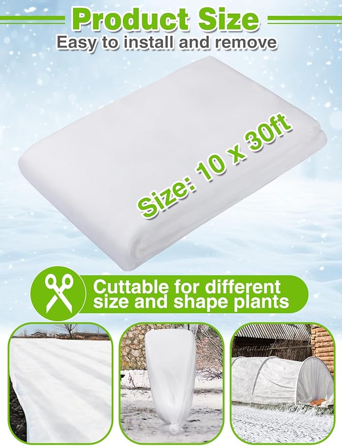 Alphatool Plant Covers Freeze Protection - 10 ft x 30 ft Frost Cloths Blankets for Outdoor Plants, 1.0oz/yd² Non-Woven Fabric Floating Row Cover, Thick Garden Covers for Raised Beds