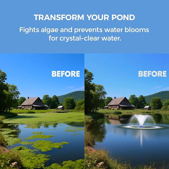 15000 GPH Pond Fountain Aerator - Fully Automatic 110V, 750W (1HP) Floating Fountain and Pond Aerator for Large and Small Outdoor Ponds and Lakes - Pond Fountain with 100 Feet Power Cord.