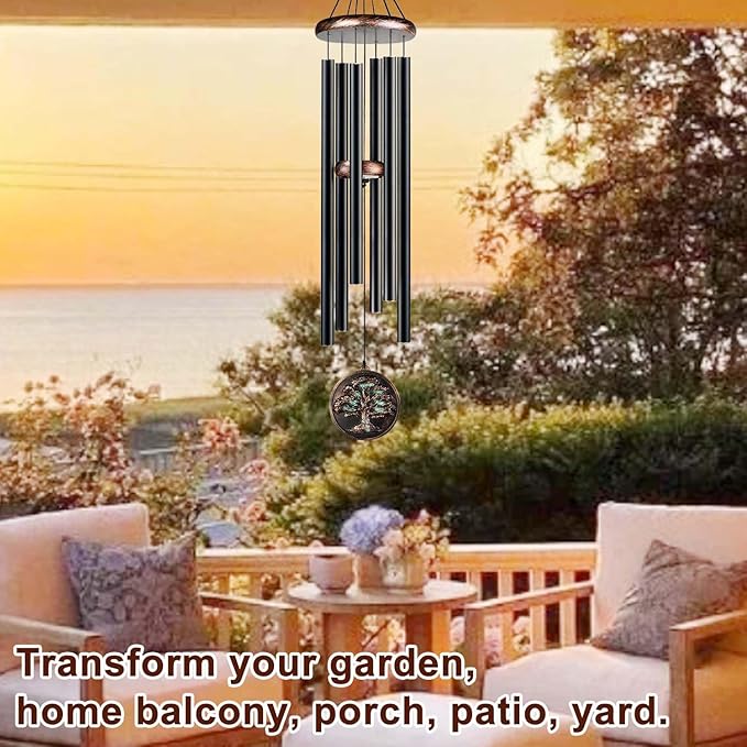 Large Wind Chimes for Outside, 48" Vintage Tree of Life Deep Tone Wind Chime Outdoor Clearance with Heavy Tubes, Patio Porch Garden Decoration, Memorial Gifts for Women Men Mom