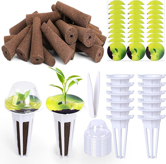 79 PCS Hydroponic Indoor Seed Pods, Growing System Kit for Aerogarden & Other Brands - Seed Starter, Growing Herb Pods Kit with 24 Grow Sponges, 12 Baskets, 12 Domes, 30 Labels & 1 Tweezer